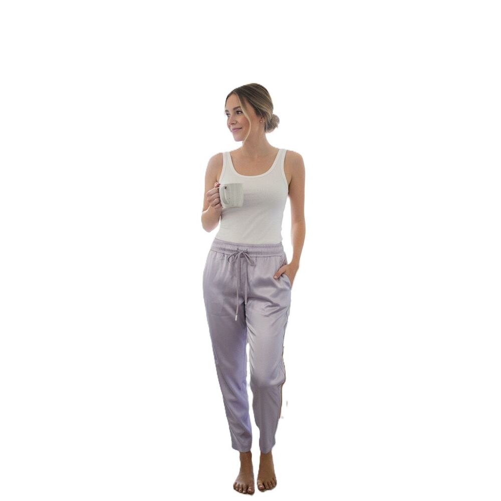 Industry Womens Purple Satin Joggers Shiny Drawstring Lounge Pants Size S/P